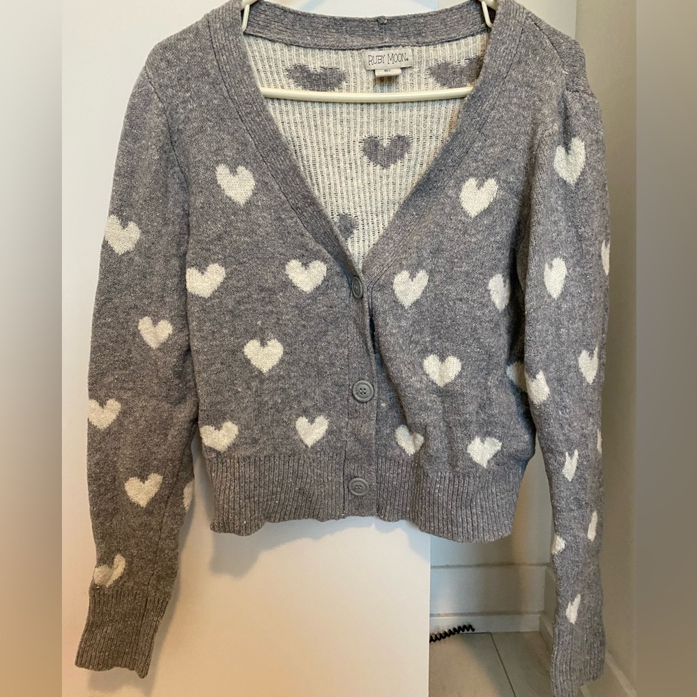 Ruby moon grey and cream heart cardigan